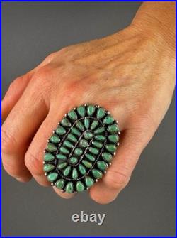 MASSIVE Vintage NAVAJO Sterling Silver Royston Turquoise Cluster Ring