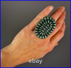 MASSIVE Vintage NAVAJO Sterling Silver Royston Turquoise Cluster Ring