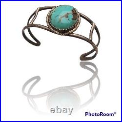 MUSEUM QUALITY HIGH GRADE Blue BISBEE TURQUOISE STERLING SILVER NAVAJO BRACELET