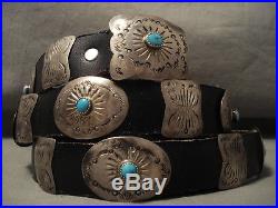 Museum Vintage Navajo 17 Hand Wrought Sterling Silver Turquoise Concho Belt