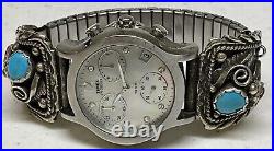 M. Tsosie Navajo Sterling Silver 925 Turquoise & Coral Watch Ends JA305