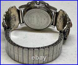 M. Tsosie Navajo Sterling Silver 925 Turquoise & Coral Watch Ends JA305