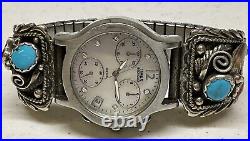 M. Tsosie Navajo Sterling Silver 925 Turquoise & Coral Watch Ends JA305