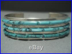 Magnificent Vintage Zuni Turquoise Sterling Silver Native American Bracelet