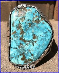 Massive 3 3/4 Pawn Navajo Blue Gem Slab Turquoise Sterling Silver Cuff Bracelet