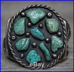 Massive Museum Quality Vintage Navajo Sterling Silver Turquoise Cuff Bracelet