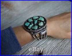 Massive Museum Quality Vintage Navajo Sterling Silver Turquoise Cuff Bracelet