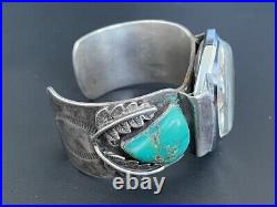 Massive Native American 925 Sterling Silver & Turquoise Watch Band