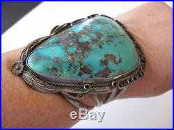 Massive Navajo Morenci Turquoise Sterling Silver Bracelet Cuff Native American