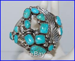 Massive Navajo Sterling Silver Turquoise Cuff Bracelet Native American Indian