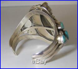 Massive Navajo Sterling Silver Turquoise Cuff Bracelet Native American Indian
