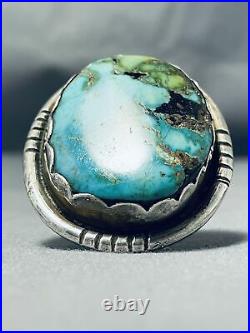 Massive Vintage Navajo Pilot Mountain Turquoise Sterling Silver Ring