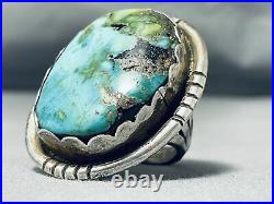 Massive Vintage Navajo Pilot Mountain Turquoise Sterling Silver Ring