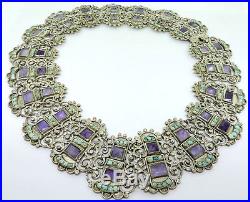 Matl Matilda Poulat Amethyst Turquoise Sterling Silver Choker Necklace Mexico