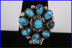 Mcy Turquoise Blossom Sterling Silver Ring Signed Fine 7134