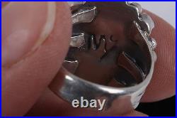 Mcy Turquoise Blossom Sterling Silver Ring Signed Fine 7134