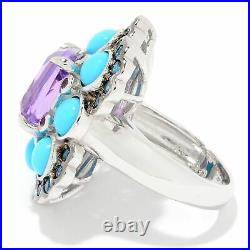 Meher's Jewelry Sterling Silver Amethyst & Turquoise Gemstone Ring $298