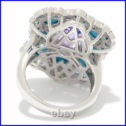 Meher's Jewelry Sterling Silver Amethyst & Turquoise Gemstone Ring $298