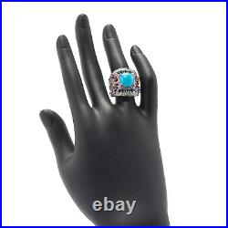 Meher's Jewelry Turquoise & Multi Gemstone White Rhodium Sterling Silver Ring
