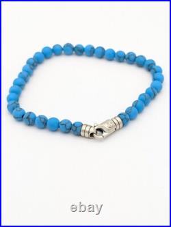 Men's Turquoise Bead Bracelet Sterling Silver Handmade Spiritual Jewelry