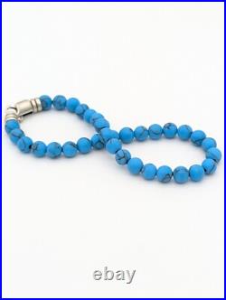 Men's Turquoise Bead Bracelet Sterling Silver Handmade Spiritual Jewelry