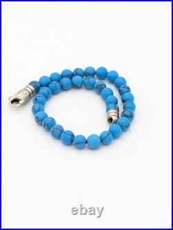 Men's Turquoise Bead Bracelet Sterling Silver Handmade Spiritual Jewelry