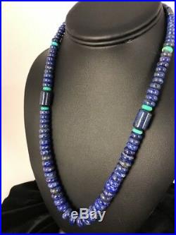 Mens Native American Graduated Lapis Lazuli Turquoise Sterling Silver Necklace