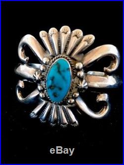 Mens Native American Sterling Silver Kingman Turquoise Cuff Bracelet Gift