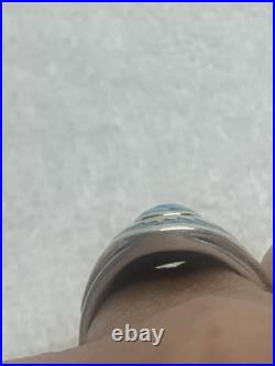 Mens Sterling Silver Ring Turquoise Inlay Signed Makers Mark Jewelry