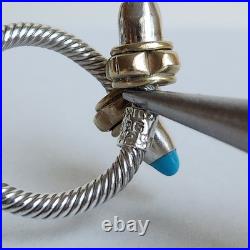 Mexican Sterling Silver & Turquoise Wrap Ring Adjustable Size 9+ 10.9g