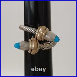 Mexican Sterling Silver & Turquoise Wrap Ring Adjustable Size 9+ 10.9g