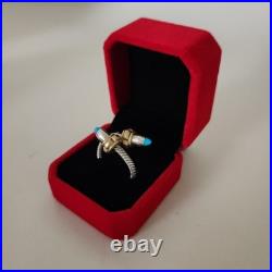 Mexican Sterling Silver & Turquoise Wrap Ring Adjustable Size 9+ 10.9g