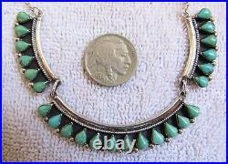Mexico Mexican Artisan Sterling Silver & Turquoise Navajo Indian Design Necklace