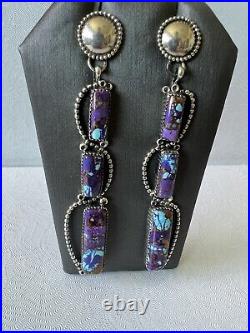 Mojave Purple Turquoise Earrings TByrd Sterling Silver Navajo Signed 3023