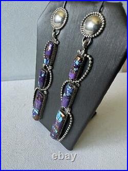 Mojave Purple Turquoise Earrings TByrd Sterling Silver Navajo Signed 3023