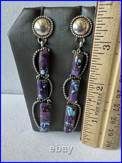 Mojave Purple Turquoise Earrings TByrd Sterling Silver Navajo Signed 3023