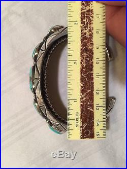Morenci Turquoise Native American Navajo Sterling Silver Bracelet Vintage 1960s