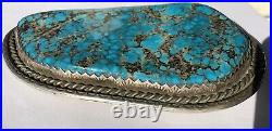 Morenci Turquoise Sterling Silver Belt Buckle Navajo Ray Morton Whirling Winds