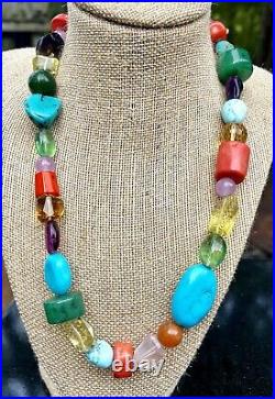 Multi Gemstone Large Bead Necklace