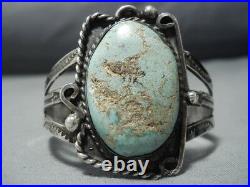 Museu #8 Turquoise Vintage Navajo Sterling Silver Cuff Native American Bracelet