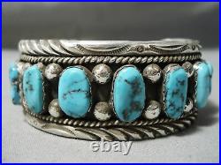 Museum Vintage Navajo Classic Authentic Turquoise Sterling Silver Bracelet Old