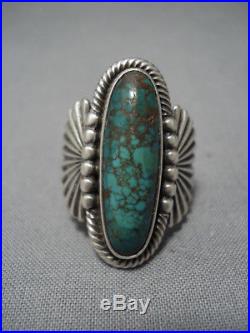 Museum Vintage Navajo Green Turquoise Sterling Silver Ring Old