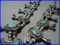 Museum Vintage Navajo Turquoise Sterling Silver Squash Blossom Necklace Old
