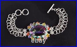 Mystic Topaz 925 Sterling Silver Bracelet Turquoise Gemstone Multicolour Jewelry