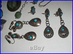 Native American Jewelry Lot Sterling Silver Turquoise Southwest Ring Earring