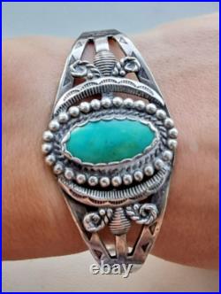 NATIVE AMERICAN NAVAJO 925 STERLING SILVER NATURAL 20x10 mm TURQUOISE BRACELET NATIVE AMERICAN NAVAJO 925 STERLING SILVER NATURAL 20x10 mm TURQUOISE BRACELET