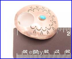 NAVAJO 925 Silver Vintage Carved Handmade Design & Turquoise Earrings EG12439