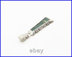 NAVAJO 925 Sterling Silver Vintage Antique Turquoise Drop Pendant PT15444