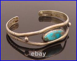 NAVAJO 925 Sterling Silver Vintage Split Band Oval Turquoise Bracelet- BT10028