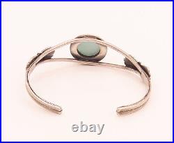 NAVAJO 925 Sterling Silver Vintage Split Band Oval Turquoise Bracelet- BT10028